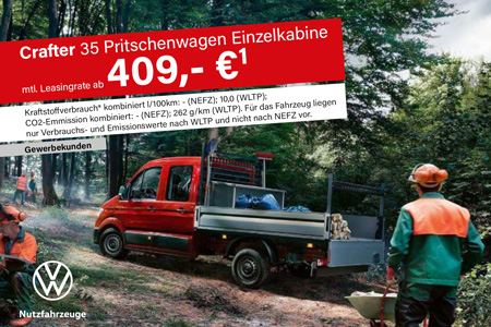 VW NFZ Crafter 35 Pritschenwagen Einzelkabine Geschäftsleasing